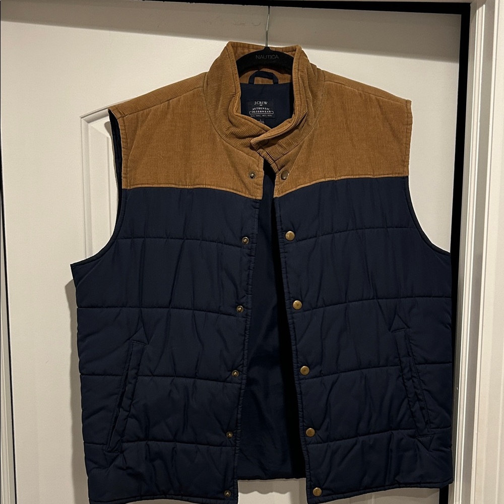 J. Crew Men's Navy and Tan Vest